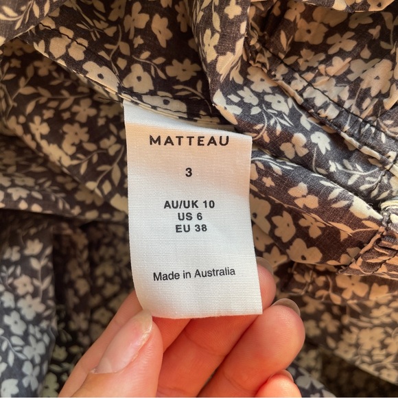 NWT Matteau Floral Print Shirred Bodice Peasant Dress - Picture 8 of 9